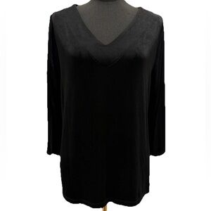 Travelers by Chico Black Front V-Neck Open Back, 3/4 Sleeve top, Size Large-2